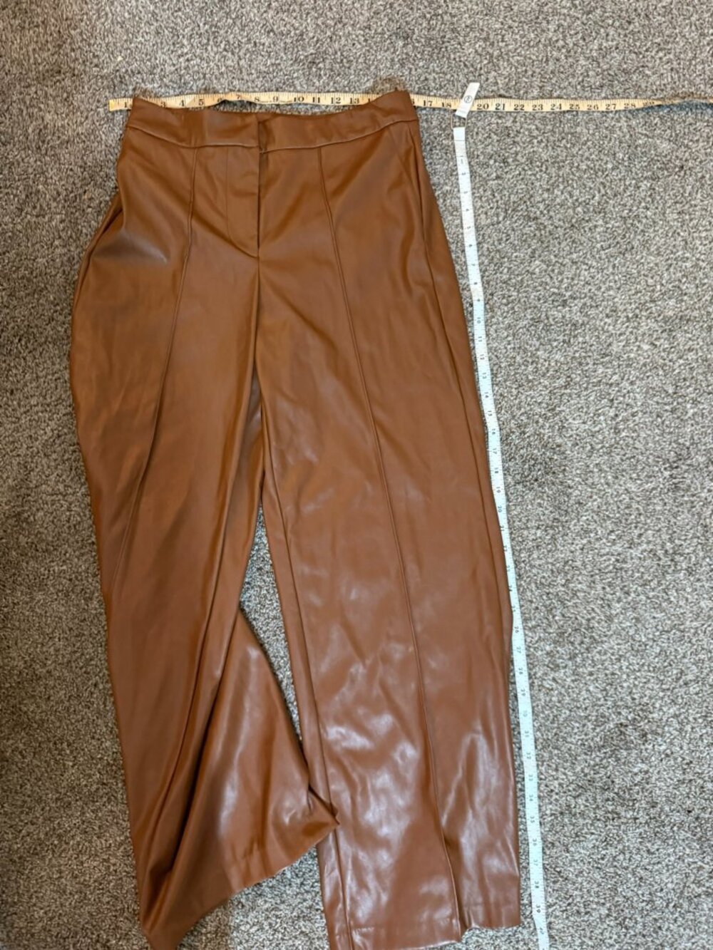 Nine West Brown Faux Leather Wide Leg Pants Sz 6